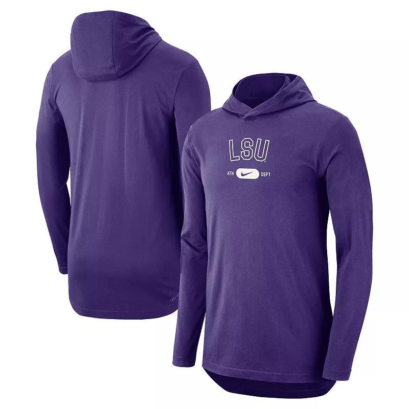 Mens Nike Purple LSU Tigers Campus Performance Long Sleeve Hoodie T-Shirt Product Image