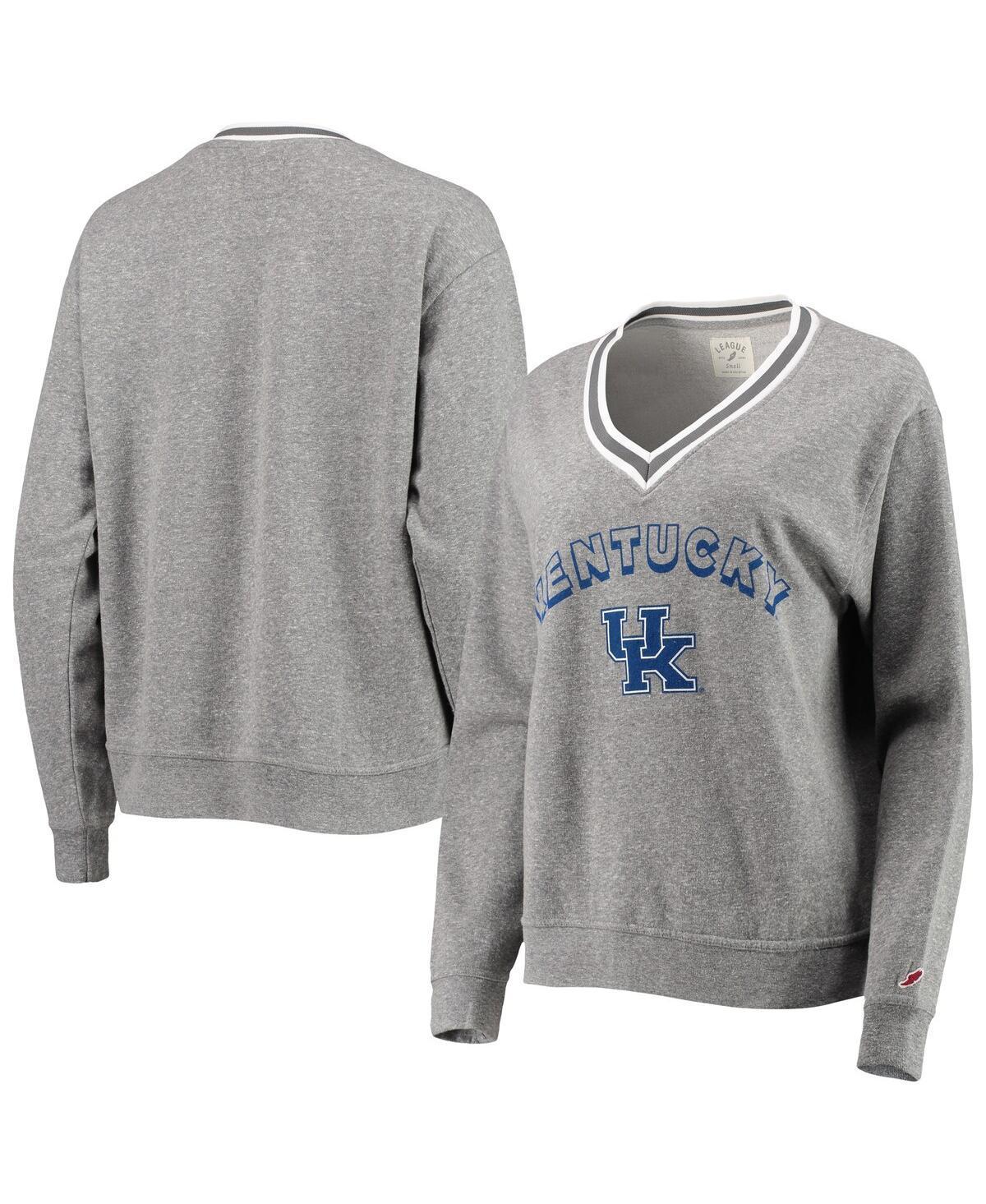 Womens League Collegiate Wear Heathered Gray Kentucky Wildcats Victory Springs Tri-Blend V-Neck Pullover Sweatshirt Product Image