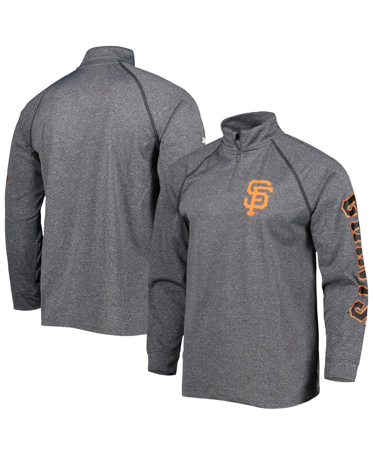 Mens Stitches Heather Gray San Francisco Giants Wordmark Raglan Quarter-Zip Top Product Image