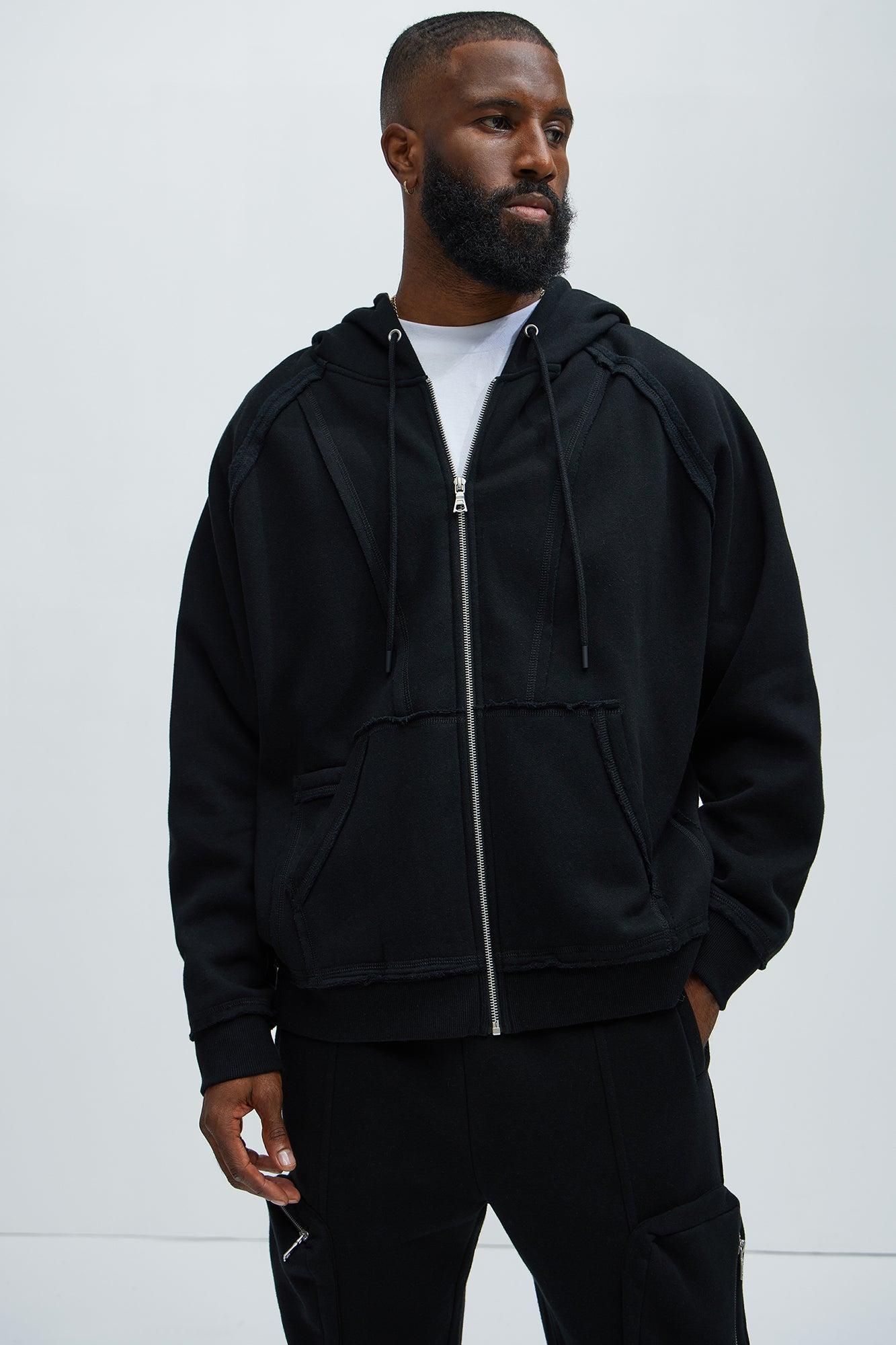 Tyson Deconstructed Oversized Zip Up Hoodie - Black product image