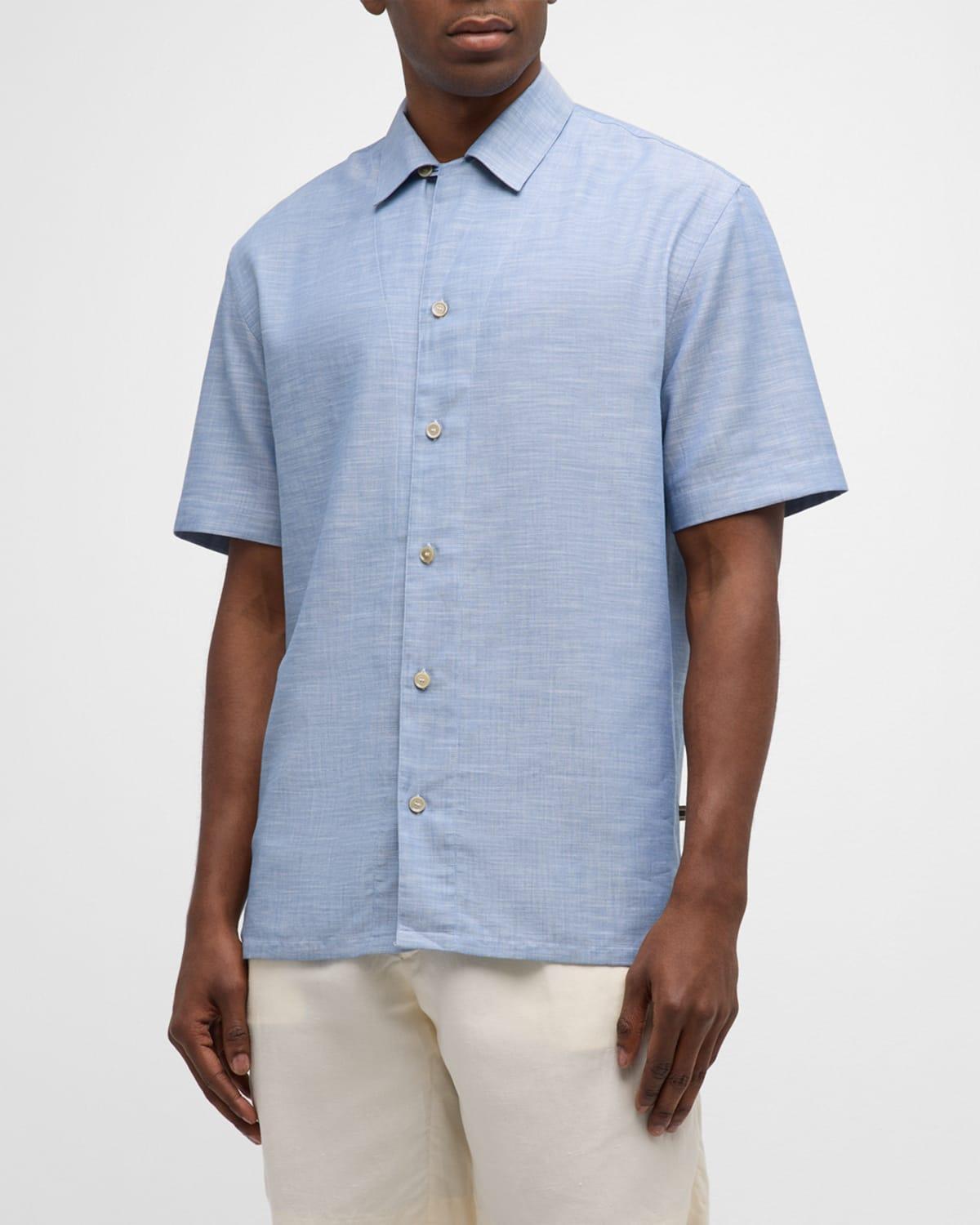 Mens Heathered Cotton Camp Shirt Product Image