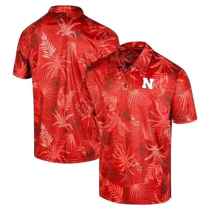 Mens Colosseum Scarlet Nebraska Huskers Big & Tall Palms Polo Product Image