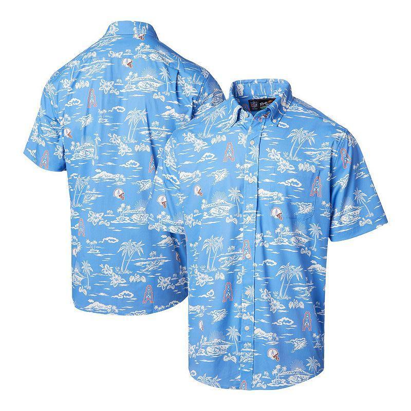 Mens Reyn Spooner Light Blue Houston Oilers Throwback KekaiPrint Button-Up Shirt Product Image