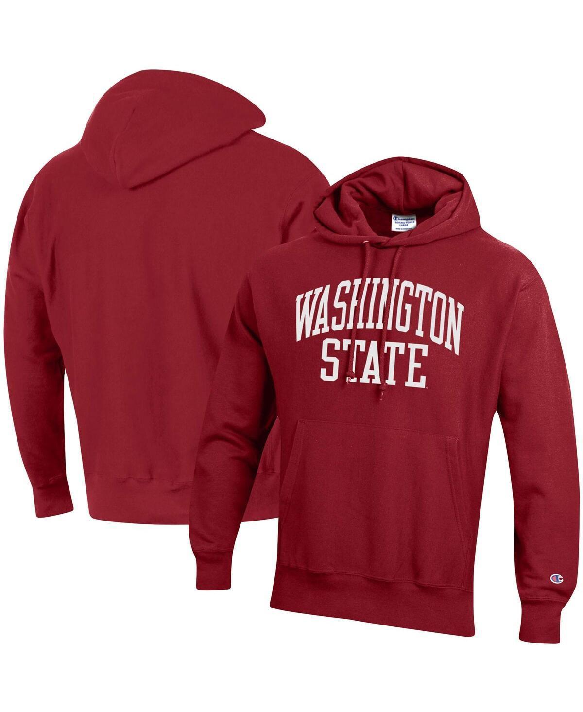 Mens Champion Crimson Washington State Cougars Team Arch Reverse Weave Pullover Hoodie Product Image