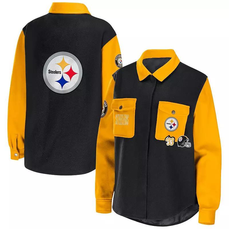 Womens WEAR by Erin Andrews Pittsburgh Steelers Snap-Up Shirt Jacket Product Image