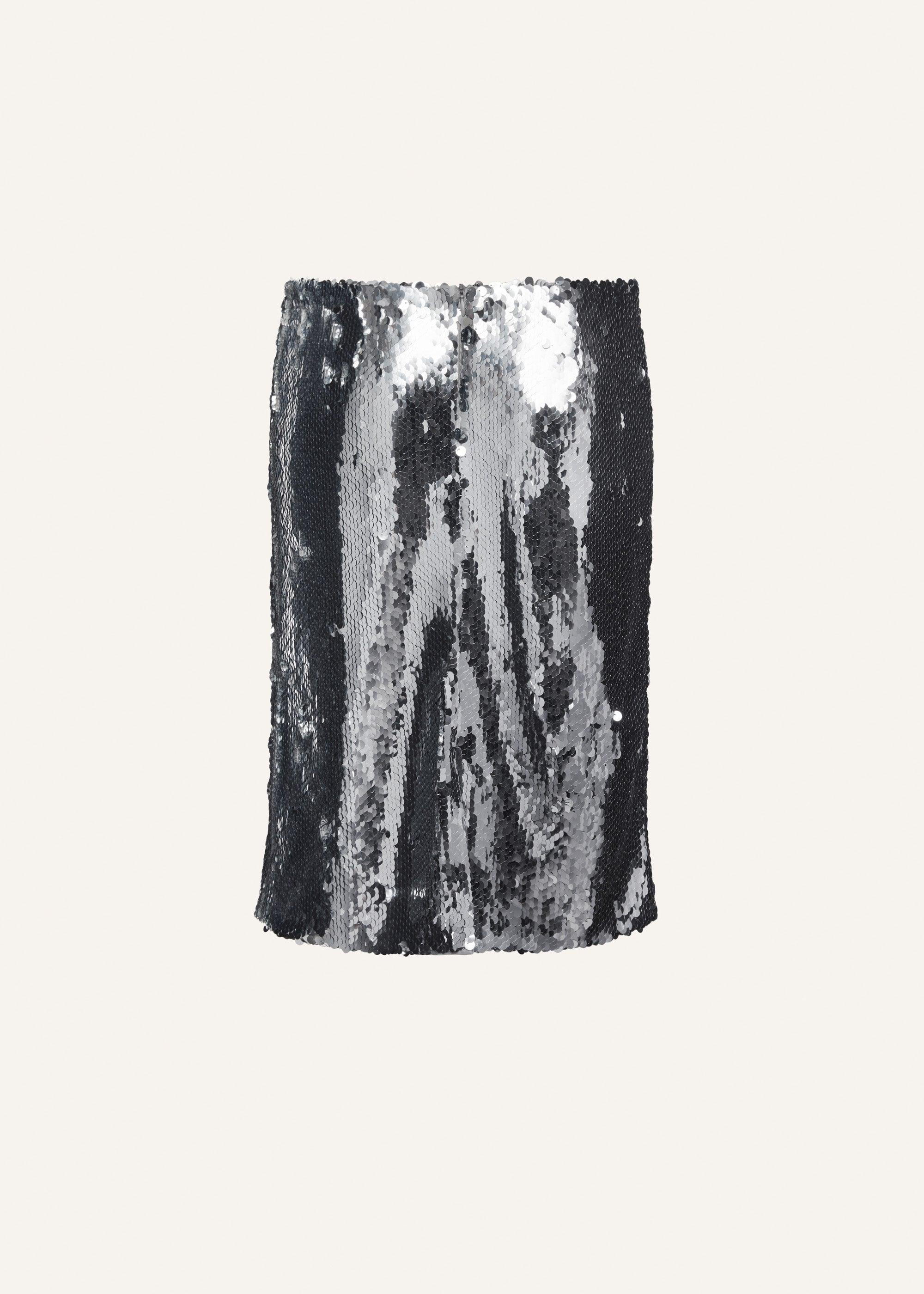 Sequin midi skirt in silver Product Image