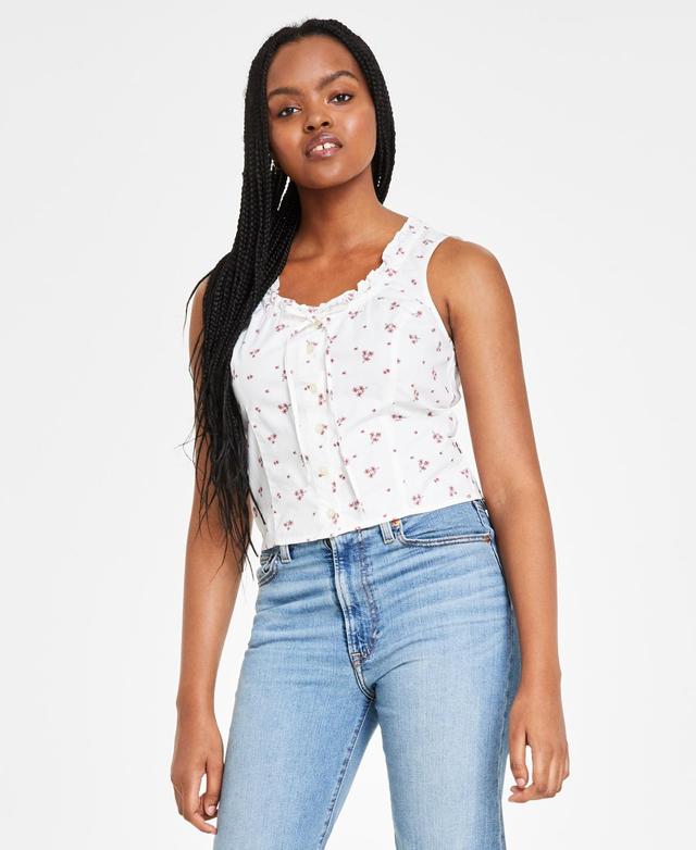 Levis Womens Shane Cotton Tie-Neck Button-Front Top Product Image