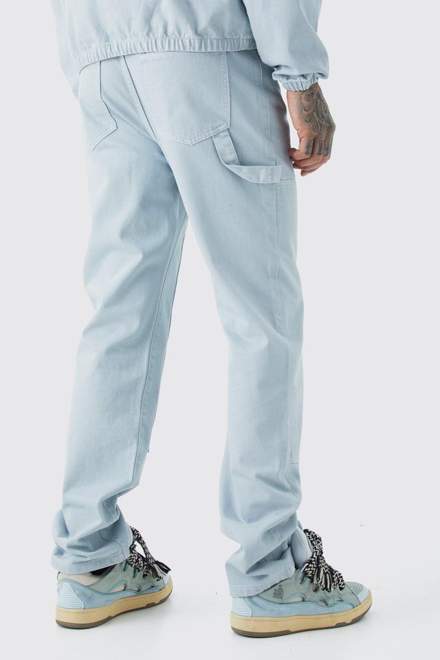 Tall Relaxed Rigid Overdyed Carpenter Jeans | boohooMAN USA Product Image