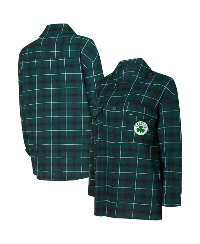 Womens College Concepts Hunter Green Boston Celtics Boyfriend Button-Up Nightshirt - Hunter Green Product Image