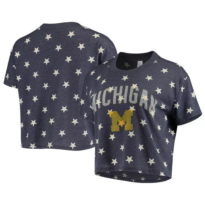 Womens Alternative Apparel Michigan Wolverines Headliner Stars Cropped Tri-Blend T-Shirt Blue Product Image