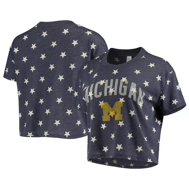 Womens Alternative Apparel Navy Michigan Wolverines Headliner Stars Cropped Tri-Blend T-shirt Product Image