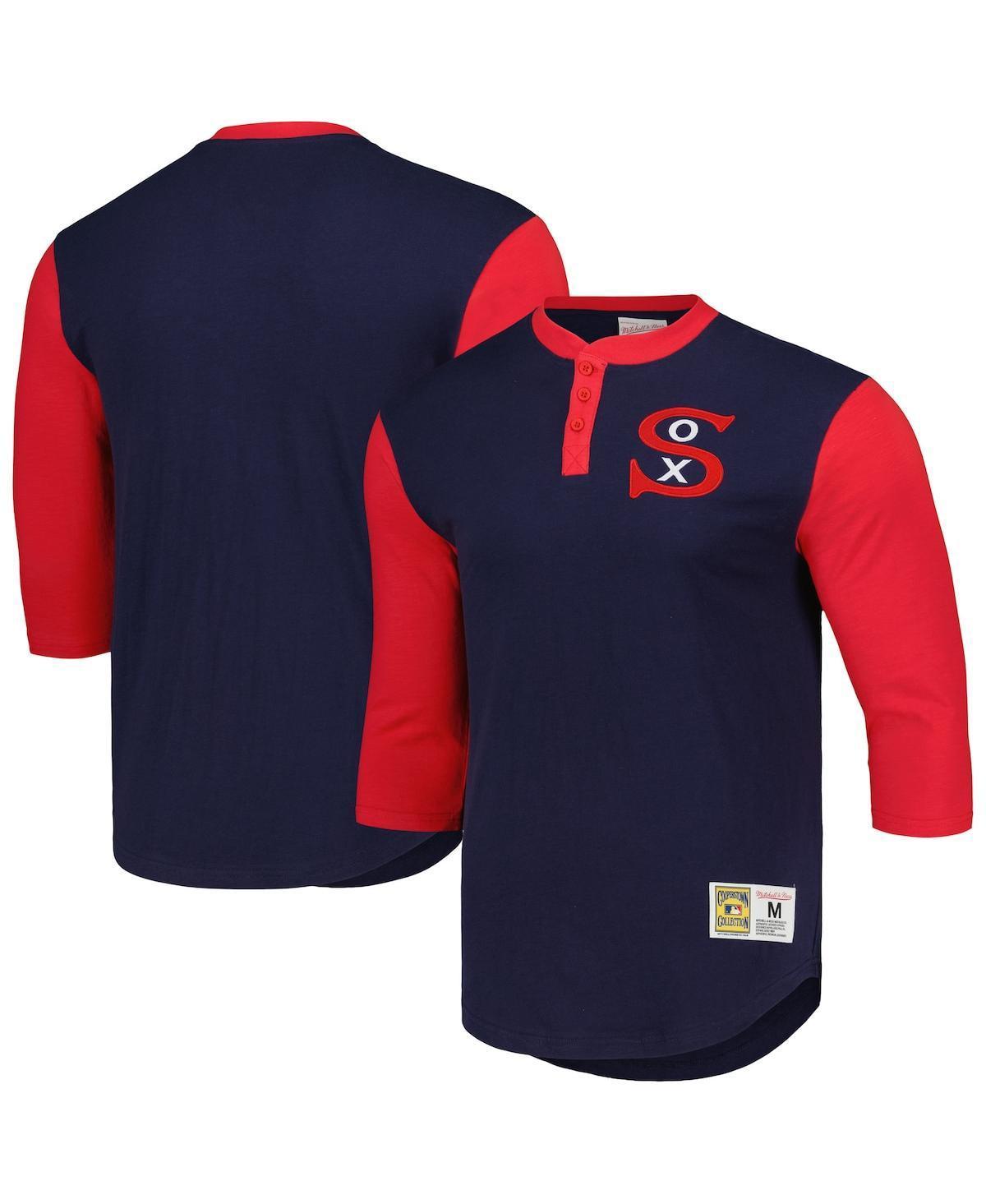 Mens Mitchell & Ness Chicago White Sox Cooperstown Collection Legendary Slub Henley 3/4-Sleeve T-Shirt Blue Product Image