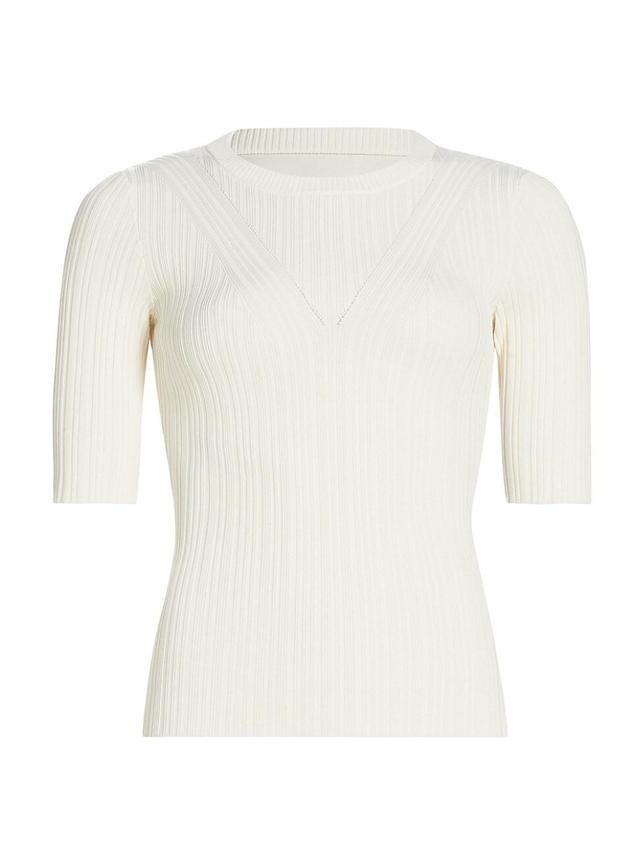 Womens Back Cut-Out Rib-Knit Blouse Product Image