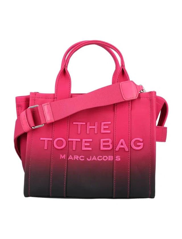 MARC JACOBS Women's The Ombre Canvas Small Tote Bag In Black Hot Pink Product Image