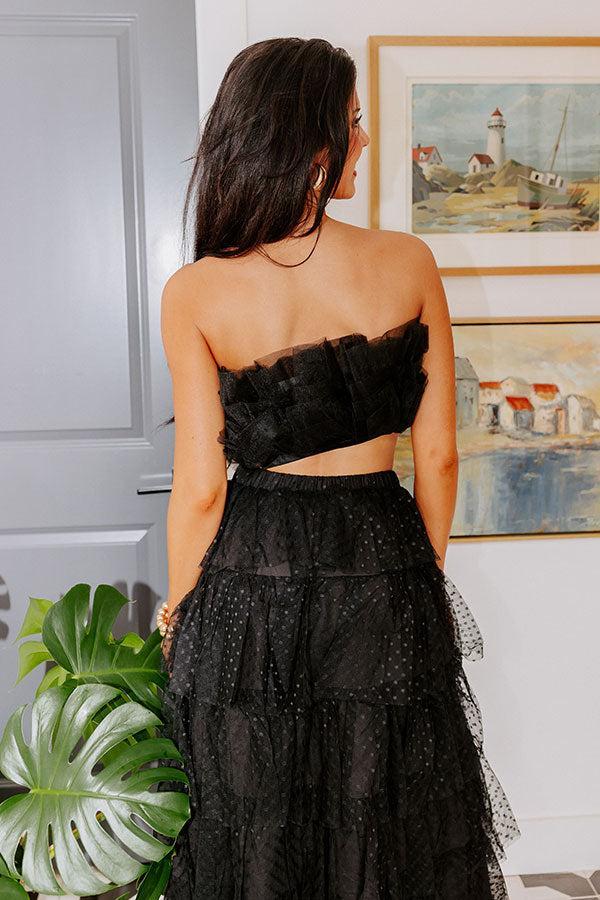 Out Past Midnight Tulle Crop Top In Black Product Image