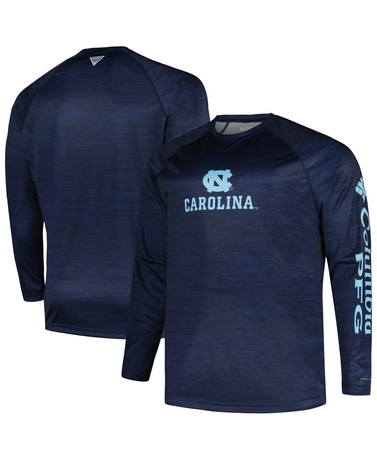 Mens Columbia Navy North Carolina Tar Heels Big & Tall Terminal Tackle Raglan Omni-Shade Long Sleeve T-shirt Product Image