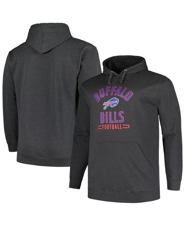 Mens Fanatics Heather Charcoal Buffalo Bills Big and Tall Pullover Hoodie Product Image