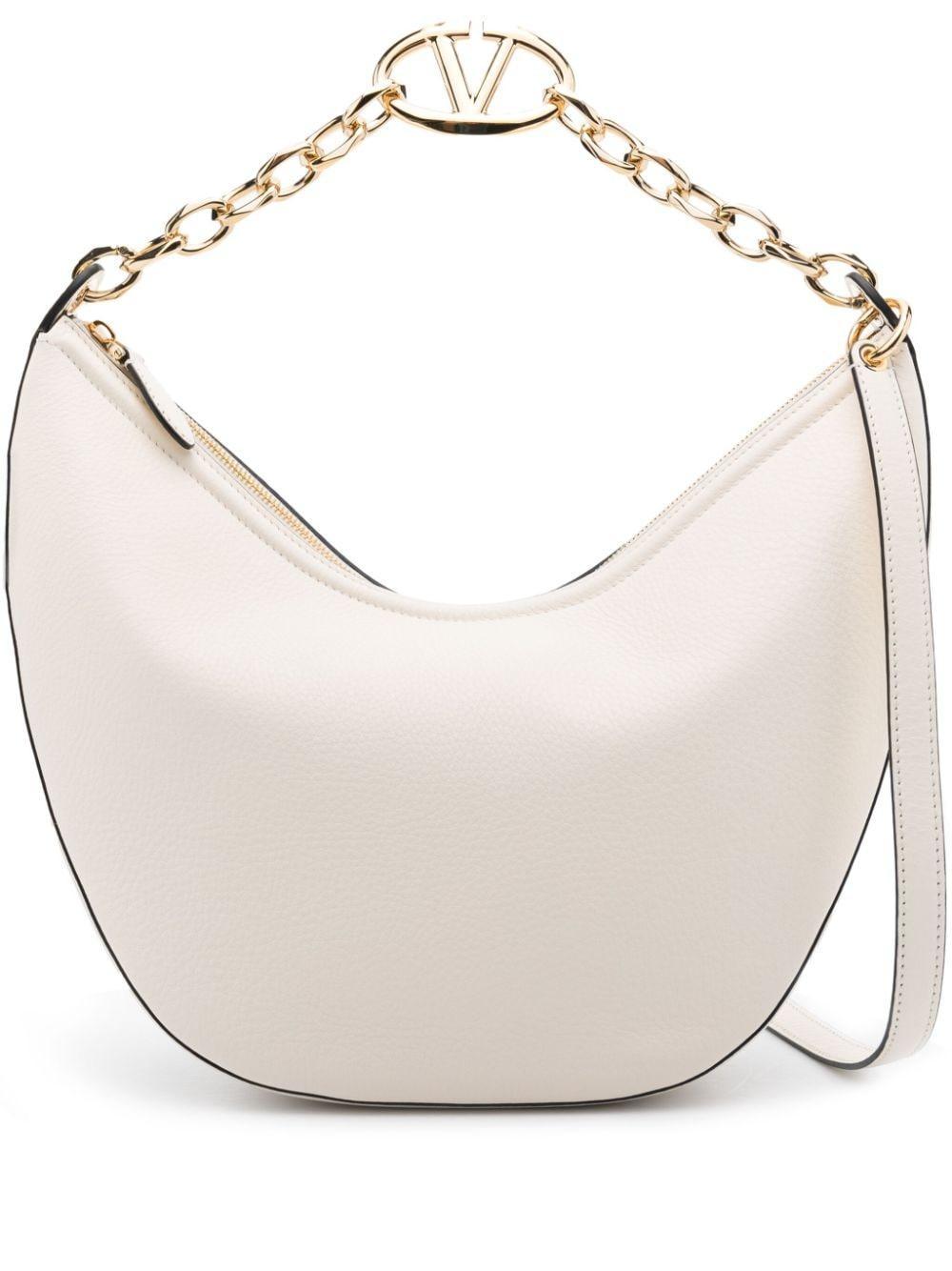 Vlogo Signature Leather Shoulder Bag In White Product Image