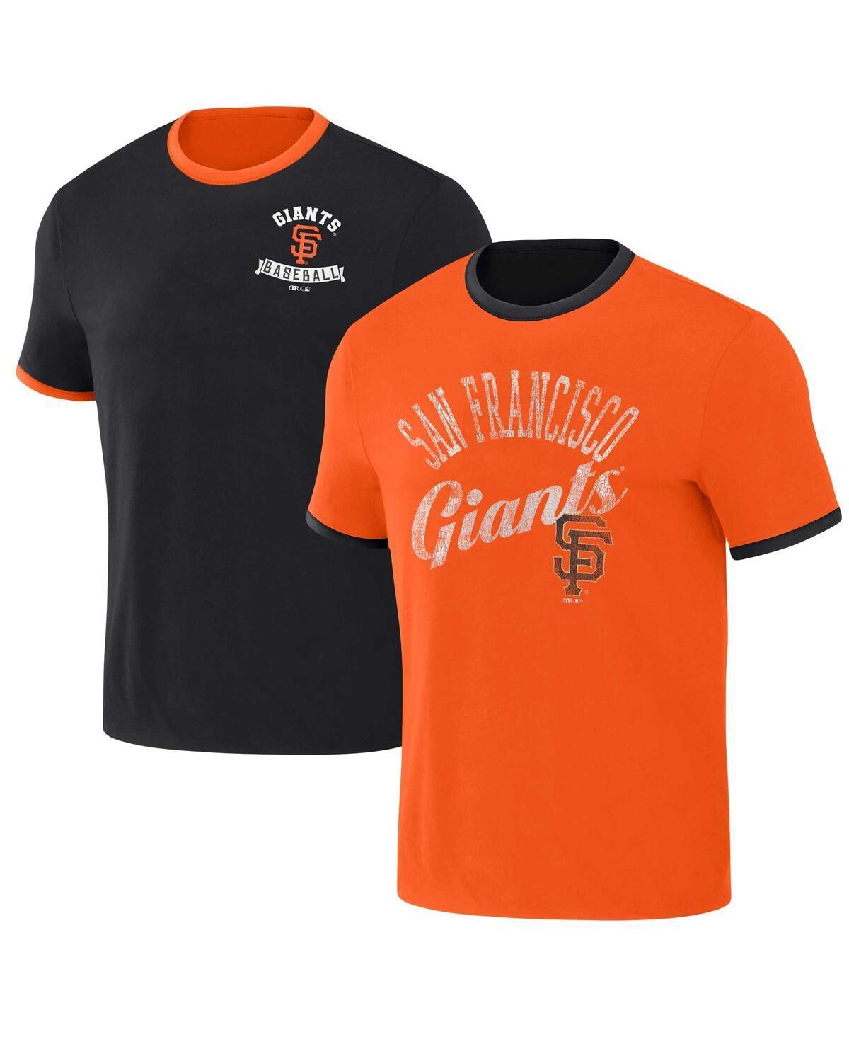 Mens Darius Rucker Collection by Fanatics Black Distressed San Francisco Giants Two-Way Ringer Reversible T-shirt - Black Product Image