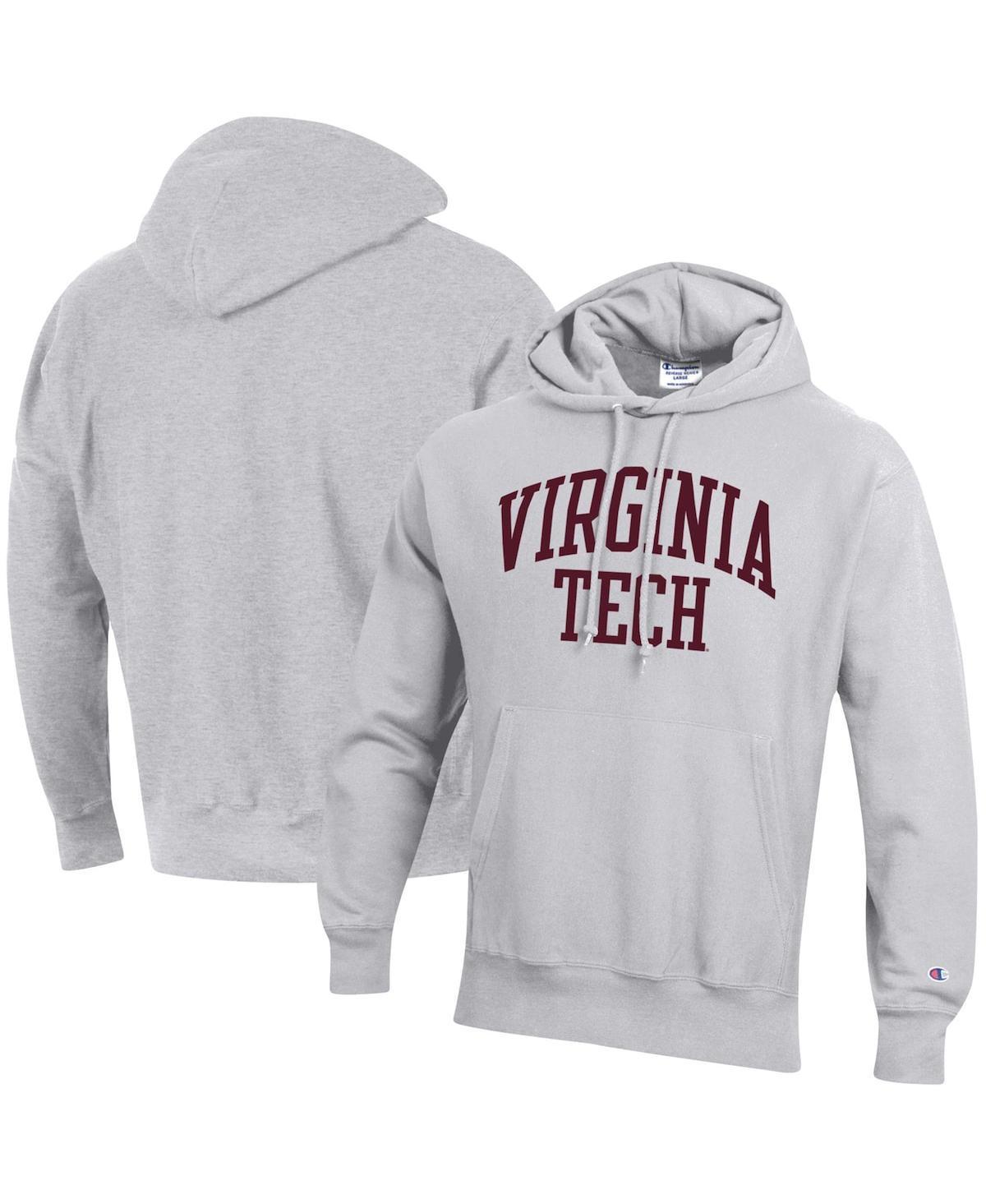 Mens Champion Heathered Gray Virginia Tech Hokies Team Arch Reverse Weave Pullover Hoodie Product Image