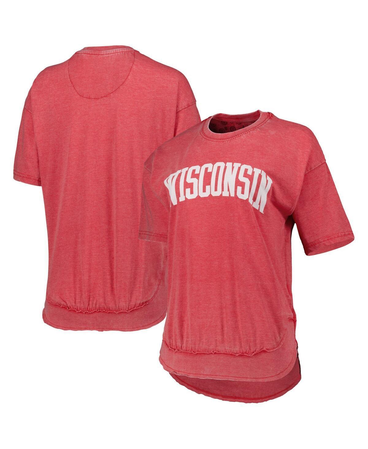 Womens Pressbox Heathered Red Wisconsin Badgers Arch Poncho T-Shirt Product Image