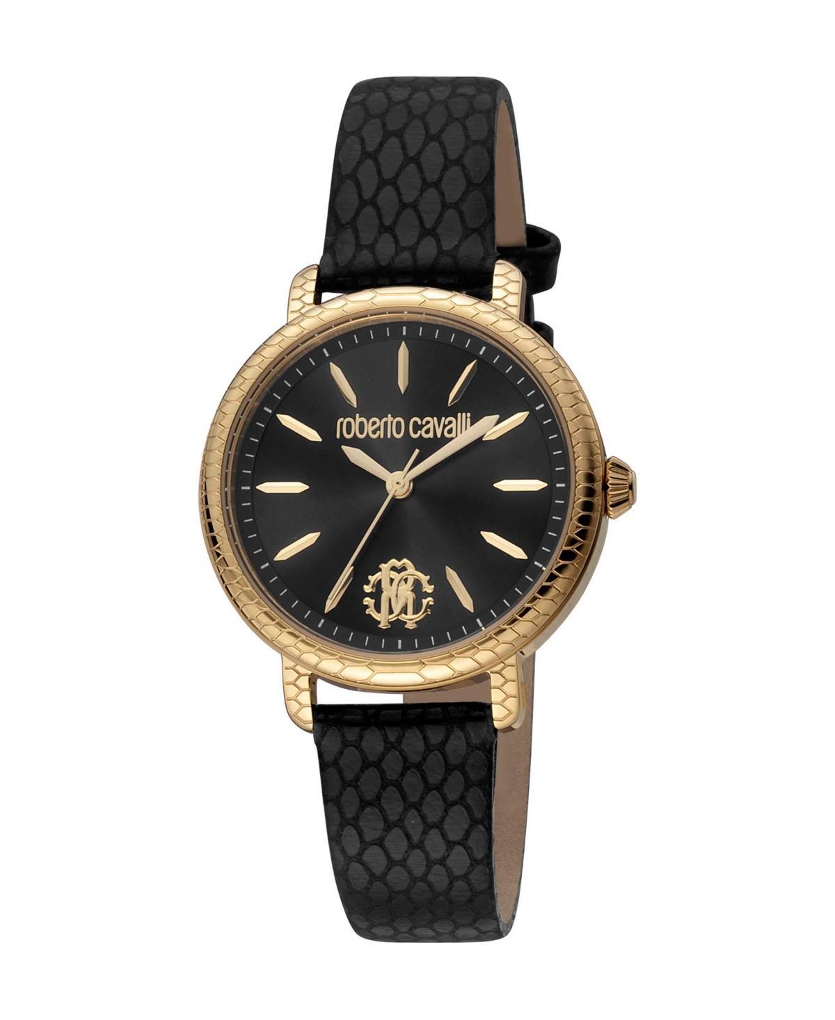 Roberto Cavalli Womens Quartz Black Leather Watch 32mm Product Image