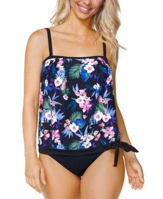 Island Escape Womens Printed Coral Gables Tie Hem Tankini Swim Top High Waist Tummy Control Bikini Bottoms Created For Macys Product Image