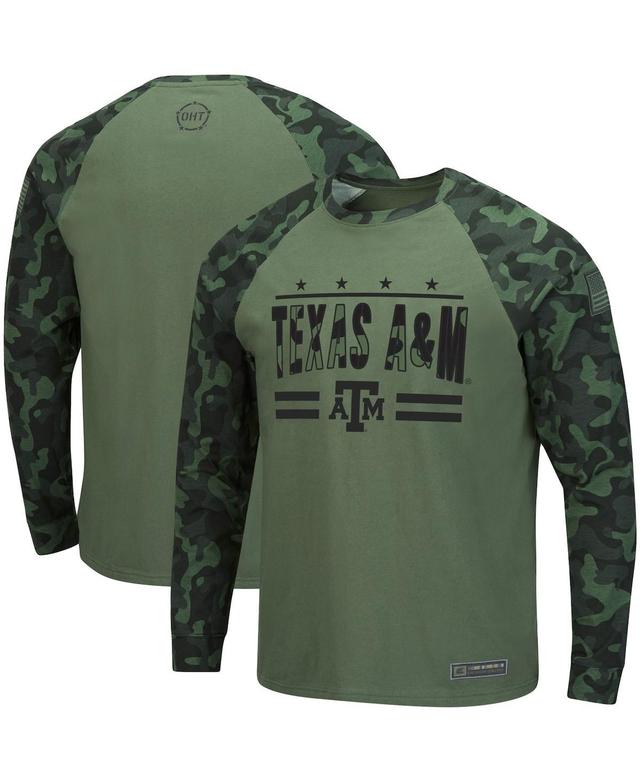 Mens Colosseum Olive/Camo Baylor Bears OHT Military Appreciation Raglan Long Sleeve T-Shirt Multicolor Product Image