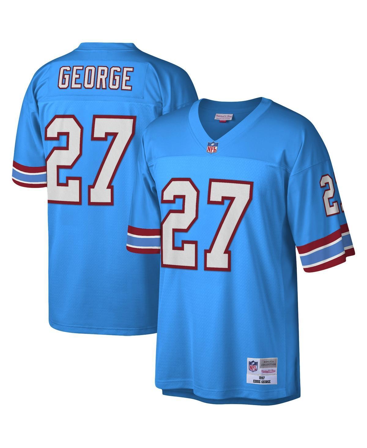 Mens Mitchell & Ness Eddie George Light Blue Houston Oilers Legacy Replica Jersey - Light Blue Product Image