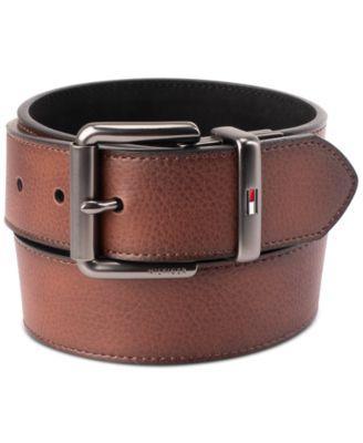 Tommy Hilfiger Mens Two-In-One Reversible Casual Matte and Pebbled Belt - Brown Product Image