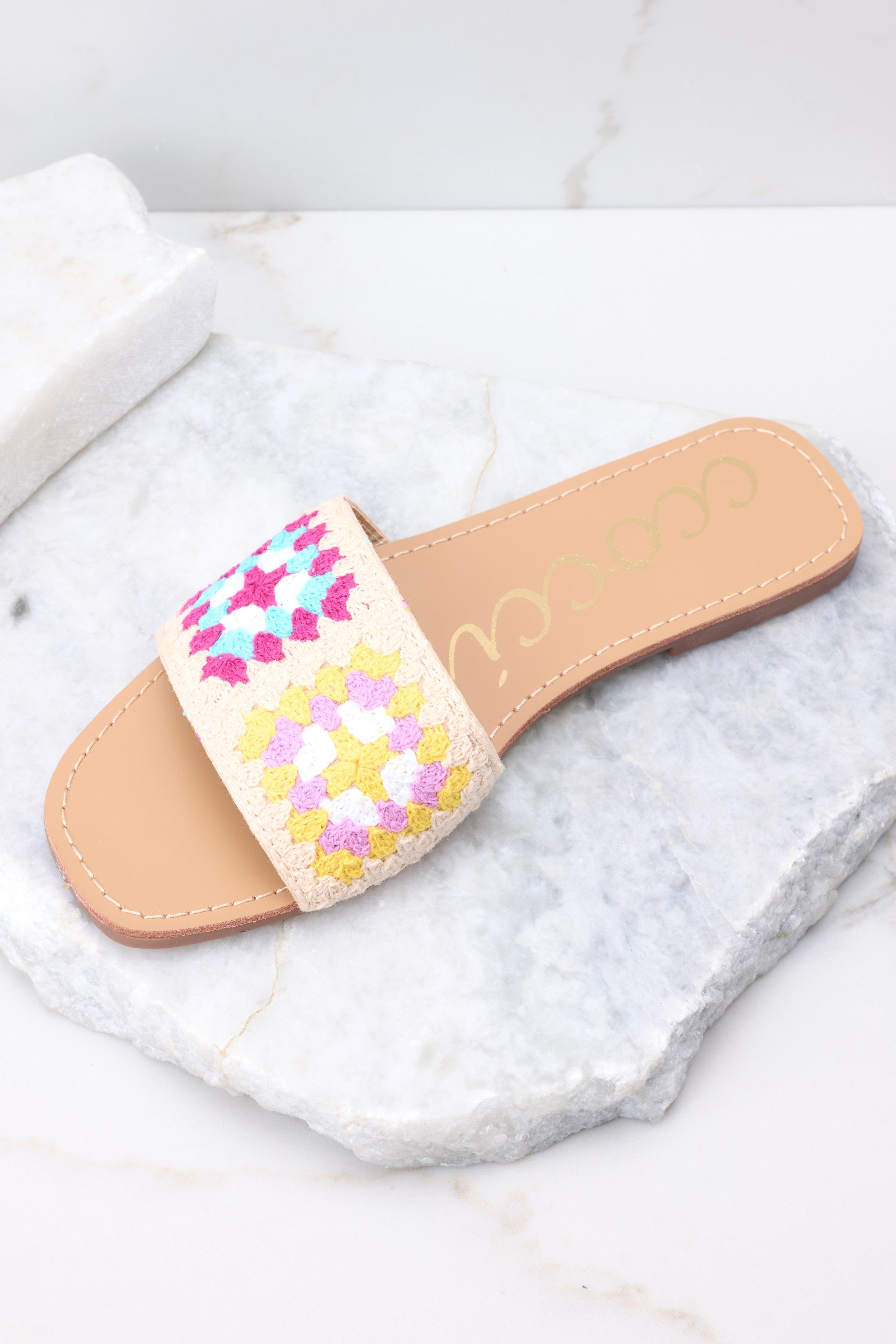 Walking Above Pink Multi Slide Sandals Product Image