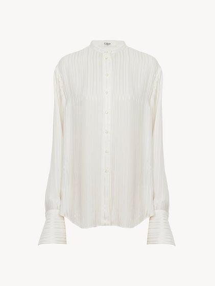 Oversized blouse in viscose & silk satin Product Image