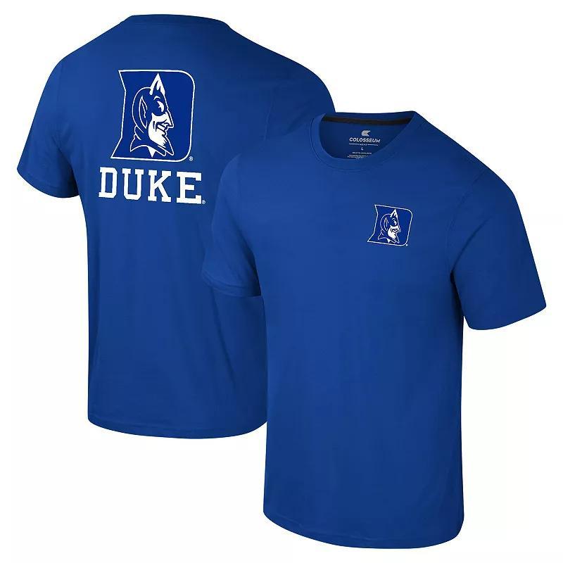 Mens Colosseum Royal Duke Devils Logo Lockup 2-Hit Active Blend T-Shirt Product Image