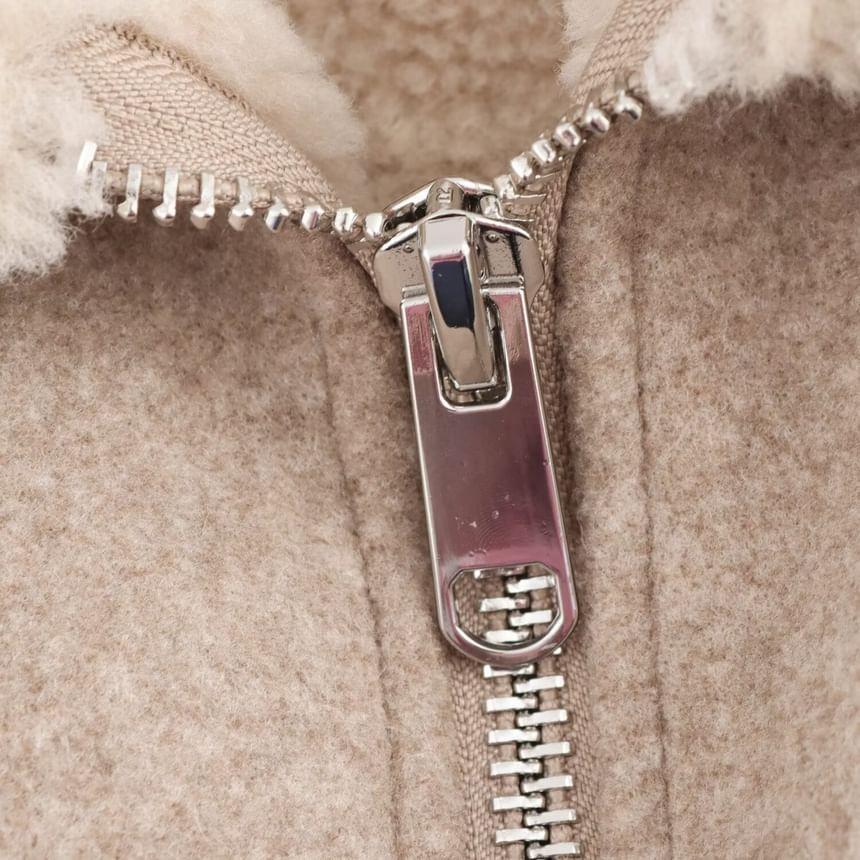 Collar Fleece-Lined Zip Jacket Product Image