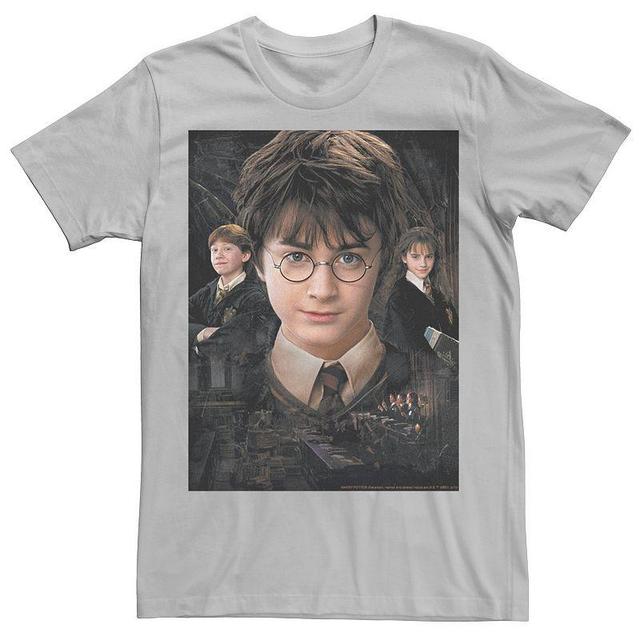 Mens Harry Potter Chamber Of Secrets Harry Ron Hermione Poster Graphic Tee Grey Product Image