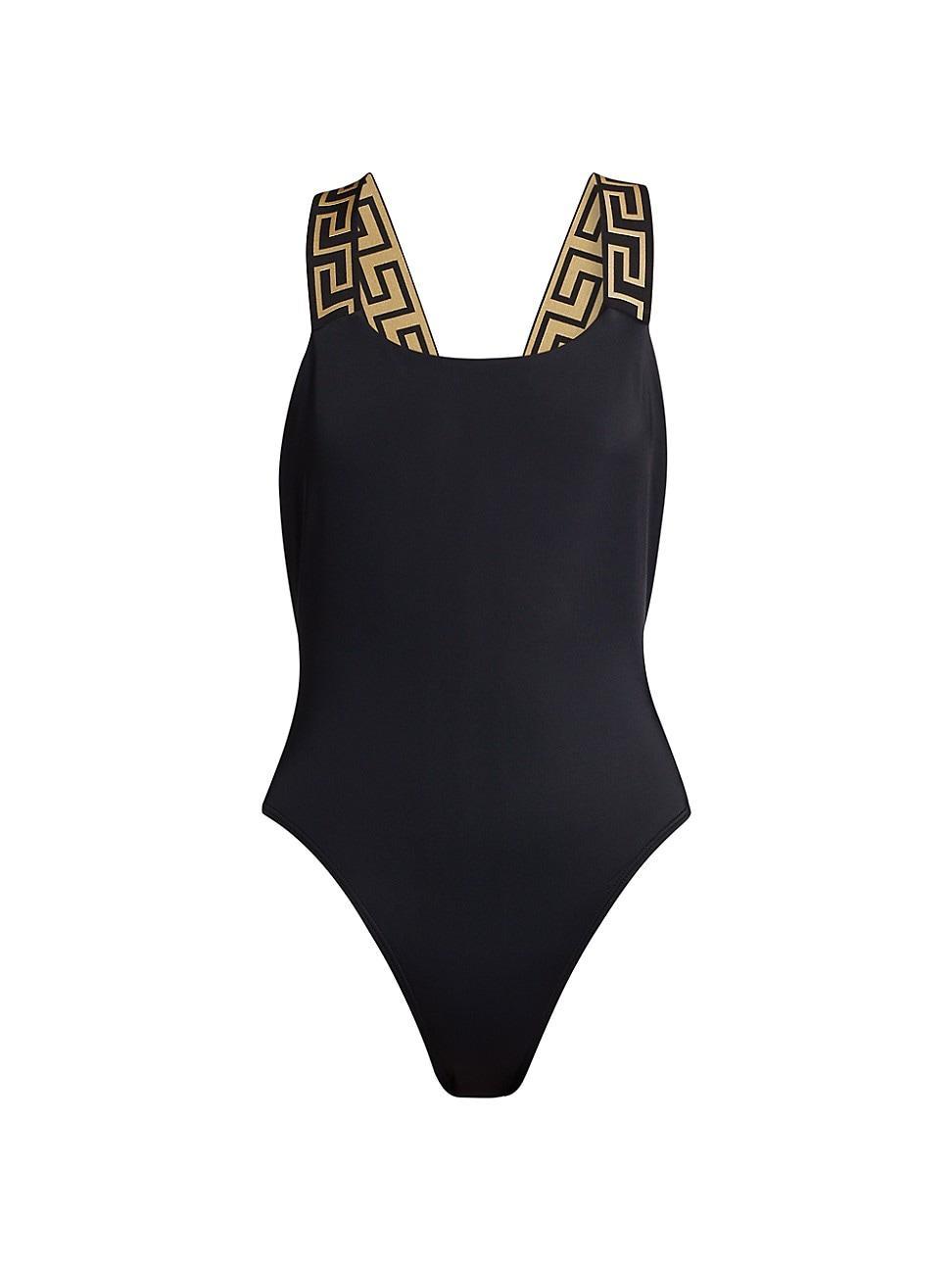 Womens Greek Key Strap One-Piece Swimsuit Product Image