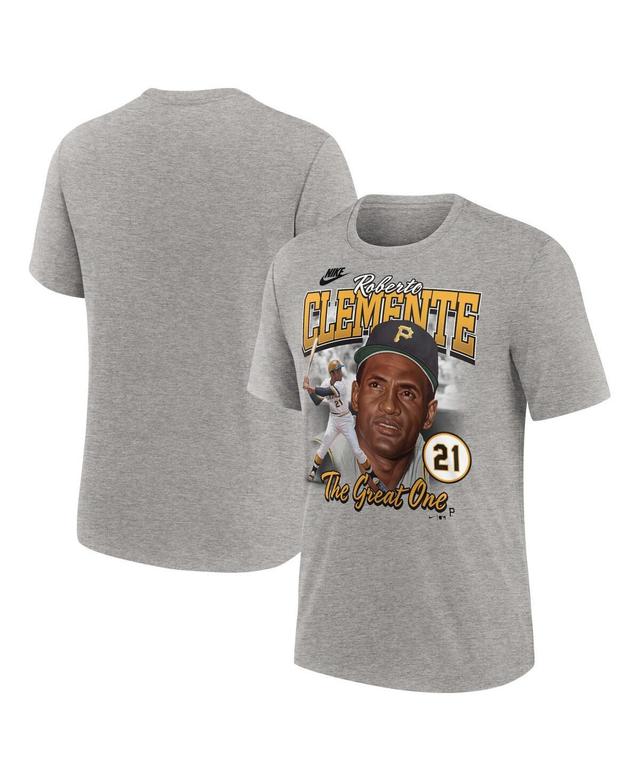 Nike Mens Roberto Clemente Heather Gray Pittsburgh Pirates Cooperstown Collection Player Local T-Shirt Product Image