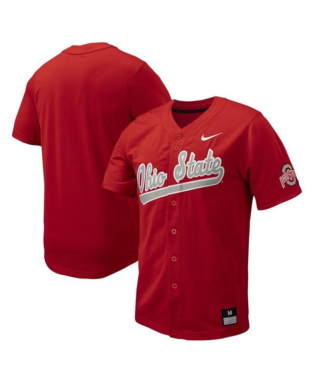 Mens Nike Scarlet Ohio State Buckeyes Replica Full-Button Baseball Jersey - Scarlet Product Image