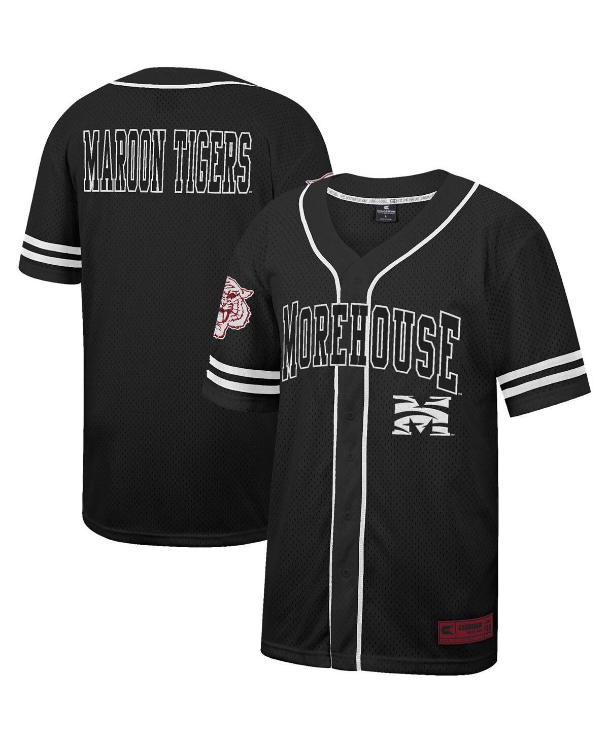 Mens Colosseum Black Morehouse Maroon Tigers Free Spirited Mesh Button-Up Baseball Jersey - Black Product Image