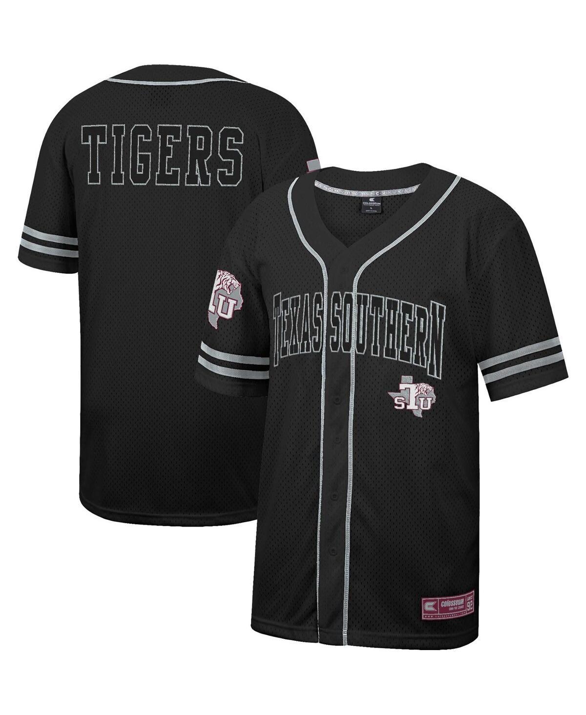 Mens Colosseum Black Texas Southern Tigers Free Spirited Mesh Button-Up Baseball Jersey - Black Product Image