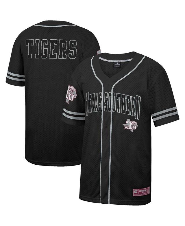 Mens Colosseum Black Texas Southern Tigers Free Spirited Mesh Button-Up Baseball Jersey - Black Product Image