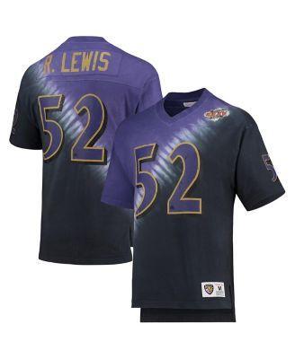 Mens Mitchell & Ness Ray Lewis Purple Baltimore Ravens Retired Player Name and Number Diagonal Tie-Dye V-Neck T-shirt - Purple Product Image