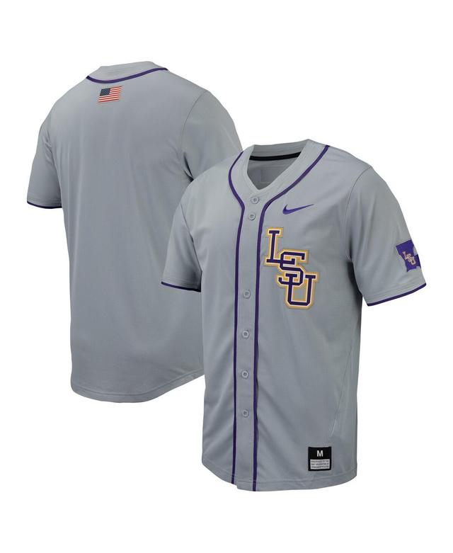 Mens Nike Gray LSU Tigers Replica Full-Button Baseball Jersey Product Image