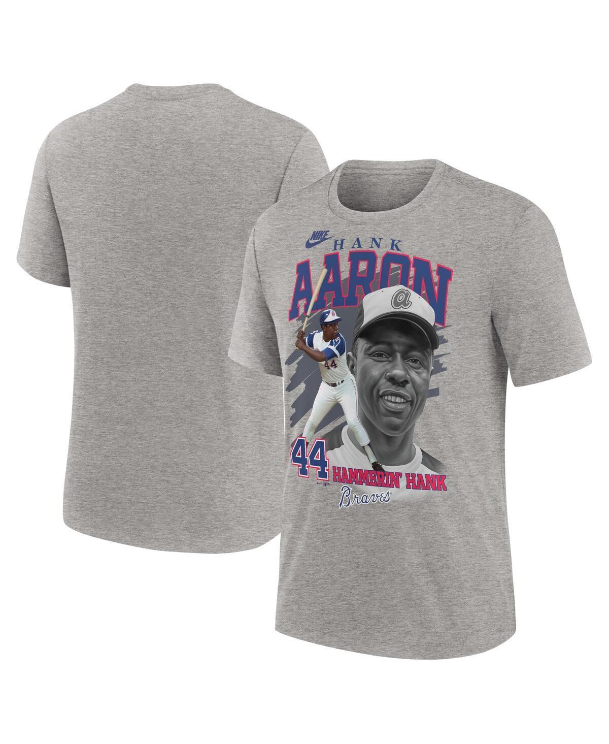 Nike Mens Hank Aaron Heather Gray Atlanta Braves Cooperstown Collection Player Local T-Shirt Product Image