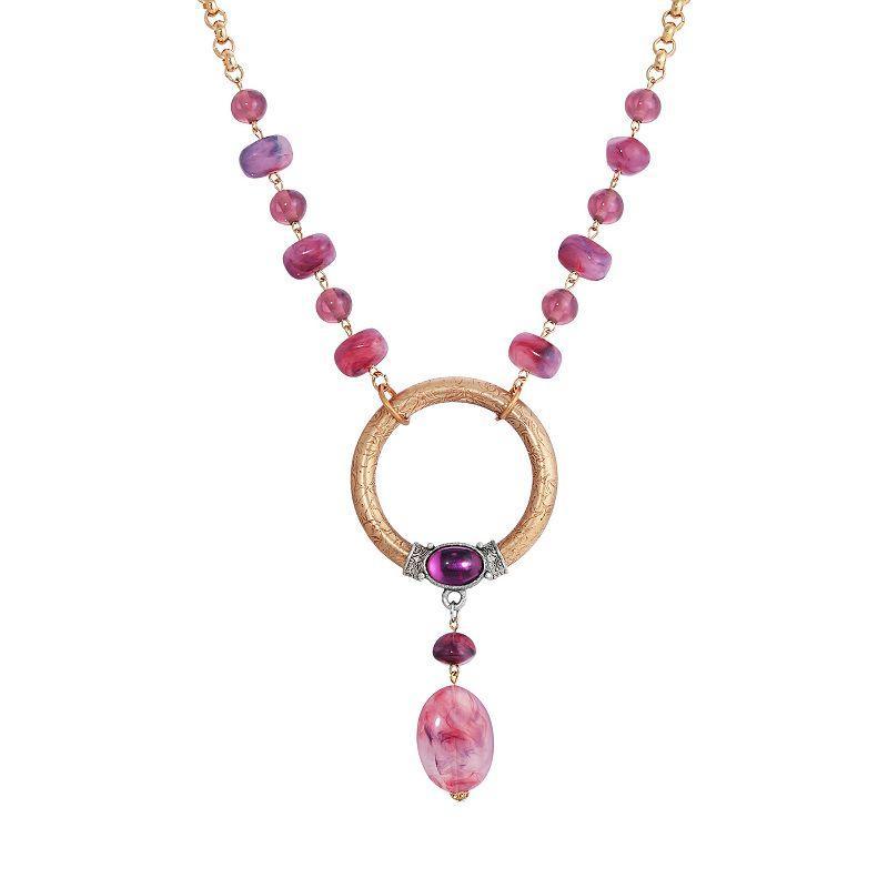 1928 Gold Tone Purple Bead Necklace, Womens Product Image