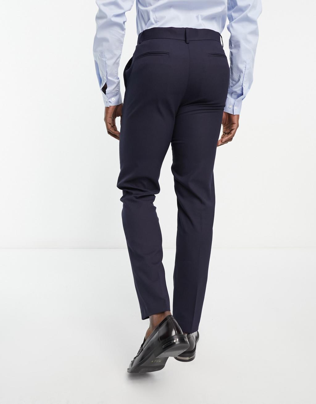 ASOS DESIGN slim suit pants in navy Product Image