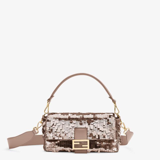 BaguetteDove gray sequin and leather bag Product Image