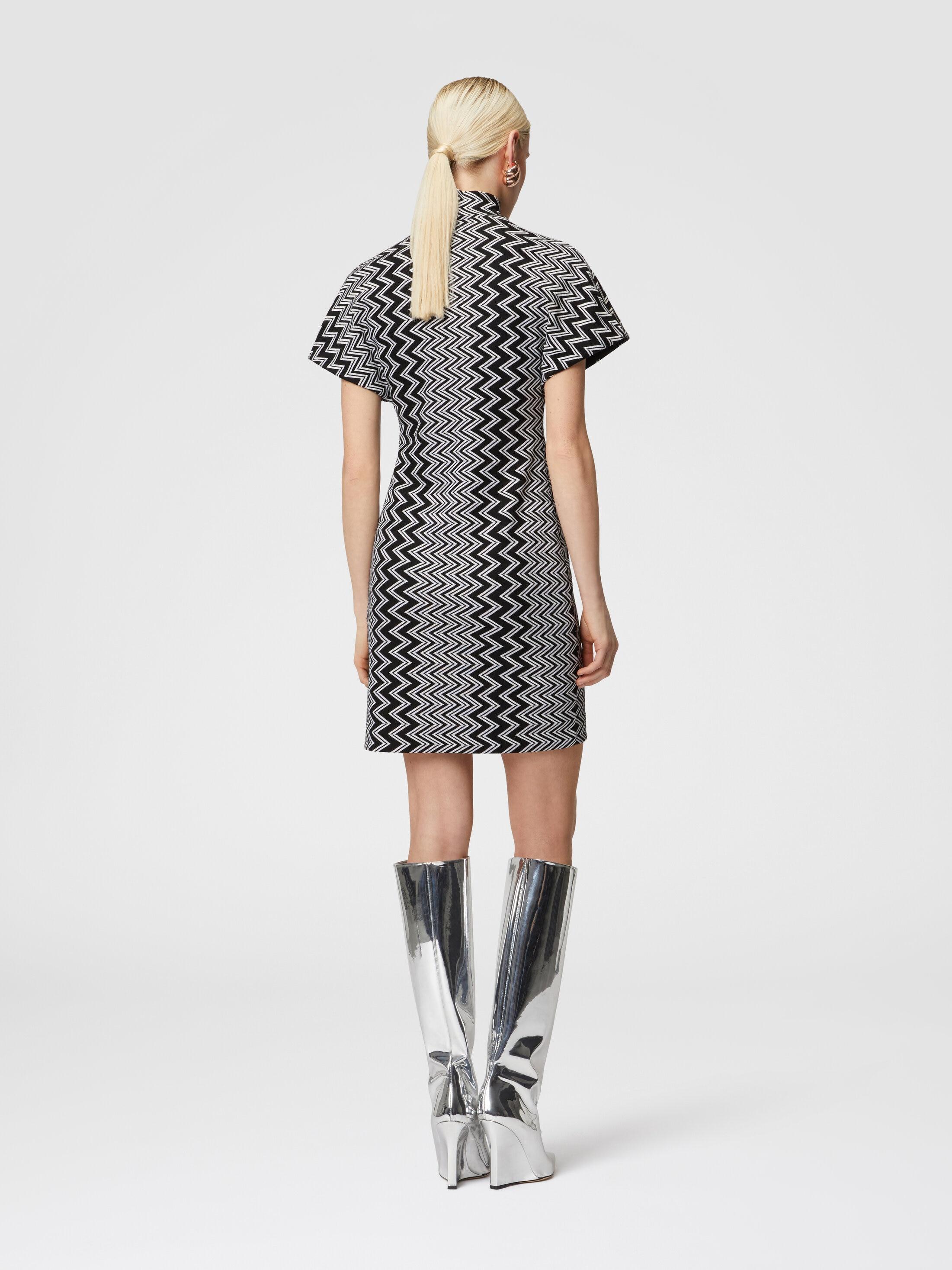 Zig zag mini-dress with sculptural sleeves Product Image