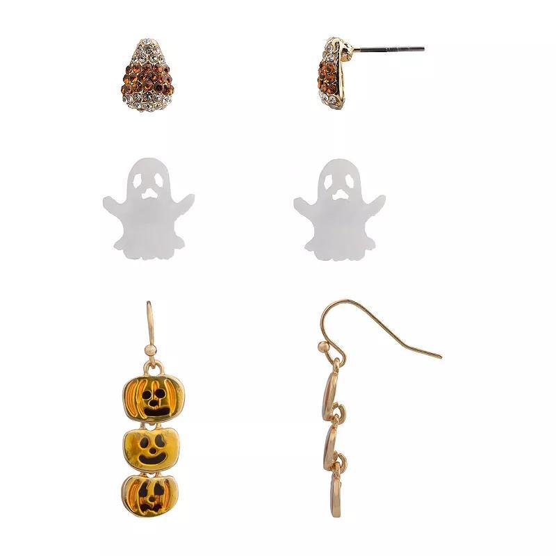 Halloween Candy Corn, Ghost and Pumpkin Trio Earring Set, Womens, Multi Product Image