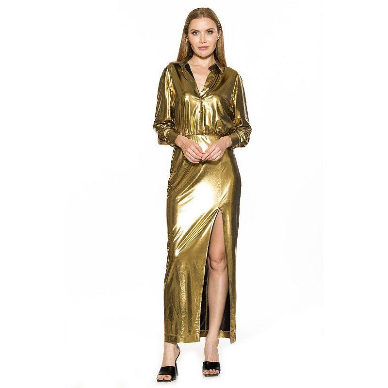 Womens ALEXIA ADMOR Rae Long Sleeve Button Down Maxi Dress Product Image